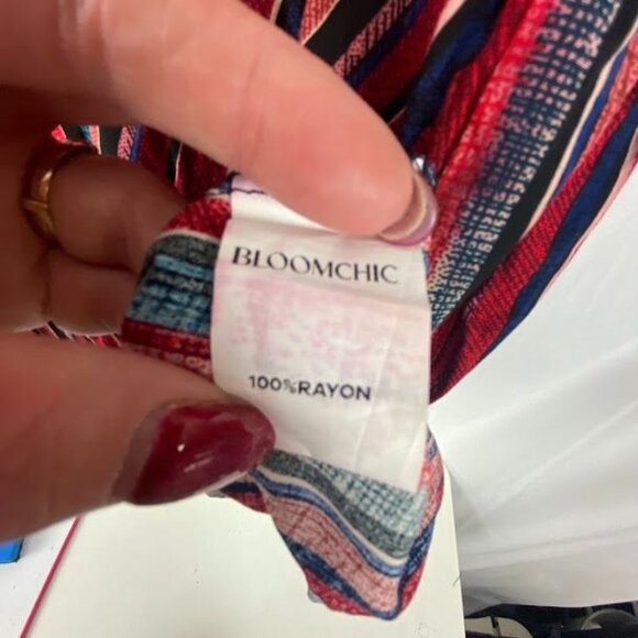 BloomChic Multicolor Striped Baby Doll  Boho Style Blouse Top Women's 18/20. - Picture 10 of 11